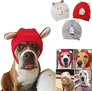 Quiet Ears for Dogs, Dog Ear Muffs Noise Protection, Dog Grooming Earmuffs, Dog Knitted Hat with Ears for Medium to Large Dogs (Red)