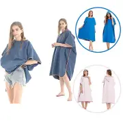 Quick Dry Surf Poncho Changing Towel Robe Hoodie for Adults Beach Bathing Parka