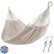 ZEAN Handwoven Hammock by Thick Cotton Rope XXL Two Person Hammock for Outsid