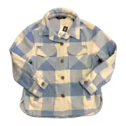 Member's Mark Girl's Relaxed Fit Long Sleeve Blue Plaid Shacket S(6/6X)