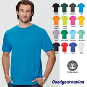 Men Plain Cotton T-shirt Basic Tee Semi Fitted Combed Jersey Twin needle stitch