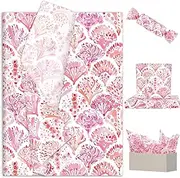FYSUIMU 60 Sheets Pink Summer Tissue Paper Under The Sea Ocean Coral Wrapping Paper Decorative Art Tissue for Birthday Baby Shower DIY Crafts, 14 x 20 Inch