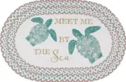 Oval Braided Kitchen Cotton Floor Rug(20"x30") SEALIFE,TURLES,MEET ME BY THE SEA