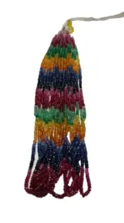 Natural Multi Precious Faceted Rondelle Beads[like=emerald ,sapphire ,ruby]