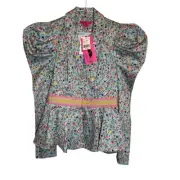 NWT Vintage Betsey Johnson Runway Floral Print Peplum Jacket Made in USA Size 10