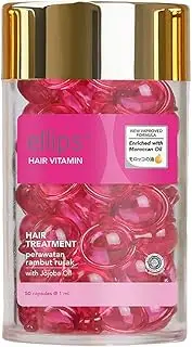 Ellips Hair Growth Support 50 Capsules - with Argan, Macadamia, Avocado Oils & Vitamins A, C, E, B5 - Premium Hair Oil Conditioner (Pink)