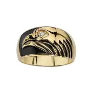 18K GOLD EP MENS EAGLE DIAMOND SIMULATED DRESS RING SIZE 7-10