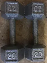 Hex Dumbbells 2 Cast Iron Tot Weight 40lb Hand / Arm Curl Weight Lifting Train
