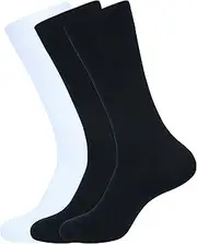 [ASSOTS] LONDON Men's Dress Socks, Pack of 3 Socks, Color - 1 White, 2 Black, 1 White, 2 Black, 14-16