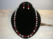 Red and Pearl White necklace set