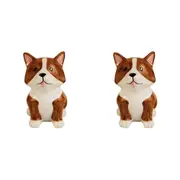 2x Urban 11cm Ceramic Cute Corgi Planter Plant Pot Home/Garden Decor White/Brown