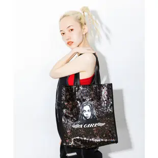 X-girl ANGEL FACE BIG TOTE BAG 女人頭豹紋防水托特包 105212053011