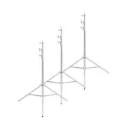 Spectrum 280cm Heavy Duty Air Cushioned Light Stand (Silver) - Triple Bundle