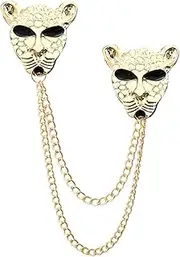 [WCRAZYE] Vintage Animal Tassel Chain Pin Brooch for Men Women Rhinestone Collar Chain Pin Punk Cool Sheep Eagle Tiger Lion Wolf Chain Pin Brooch for Men's Corsage Pin Jewelry Gift