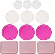 Pyrex (3) White & Pink Lids
