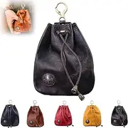 [Generic] Simple Cowhide Retro Storage Bag, Handmade Cowhide Retro Storage Bag, Coin Purse Drawstring Pocket, Mini Coin Purse Keychain Wallet, Storages Bags Purses (Coffee)