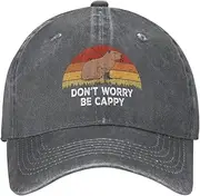 [FLALORI] Dont Worry Be Cappy Capybaras Hat Men Baseball Cap Vintage Cap