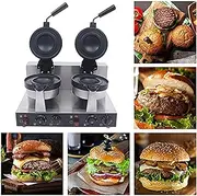 Commercial Burger Waffle Maker 1300w Non Stick Electric Panini Press Burger Machine Double-Sided Heating Ice Cream Waffle Baker Machine Paninis Waffle Cone Maker