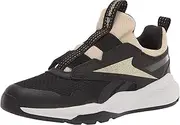 [Reebok] Girls XT Sprinter Slip On Running Shoe, Black/Gold Metallic, 2 Little Kid