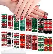 WOKOTO 16 Sheets Christmas Nail Polish Stickers for Women - Santa Claus, Elk, Snow Man, Christmas Tree Designs - Full Nail Wraps, Stick On Nails, Nail Decals