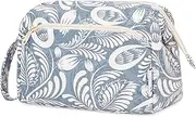 Narwey Large Makeup Bag Wide-open Zipper Pouch Travel Cosmetic Organizer for Women and Girls, Y-Blue Leaf