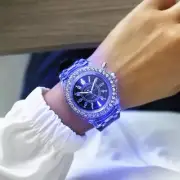 Luminous LED Watch Silicone Quartz Wristwatch Glow in the Dark - Black