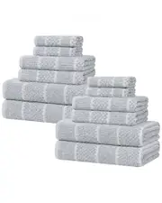 Superior Naples Medium Weight Checkered & Ribbed 12pc Towel Set