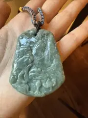 Untreated Grade A jadeite Jade 純天然翡翠A貨 滿綠山水牌 實物比照片绿很多