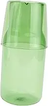 ULTECHNOVO 1Set Glass Cup and Water Kettle Set Water Cup Water Bottle High Borosilicate Glass Drinking Tools for Home Office Hotel Elegant Green Color