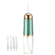 Cordless Water Flosser Pick for Teeth, Portable Electric Rechargeable Oral Irrigator for Home or Travelling with 3 Modes 4 Jets, Green