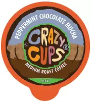 Crazy Cups Decaf Flavored Coffee Pods Peppermint Chocolate Mocha Decaffeinate