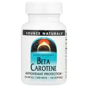 Source Naturals, Beta Carotene , 7,500 mcg (25,000 IU), 100 Softgels
