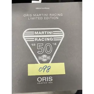 ORIS 豪利時 F1 Williams Martini Racing 50周年限量機械計時碼錶7717