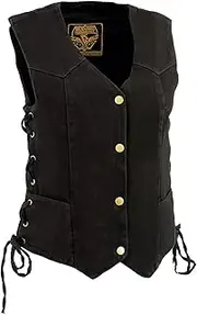 Milwaukee Performance Women's Denim 3 Front Snaps Vest (Black, X-Large) (14/12 OZ DEN)
