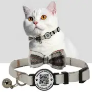 Cat Collar with Bells Kitten Collars Breakaway with Bow Tie QR Code（Black）