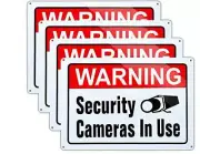 4Pcs Warning Security Cameras In Use Aluminum Sign 10x14 Inches Reflective Signs