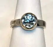Lovely Ring Sky Blue Topaz textured Sterling Silver Size 7-1/2