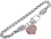 [VALICLUD] Heart Rhinestone Bracelet Women Bracelet Awareness Bracelet Bangles Bracelets Bracelet Couple Charm Bracelets for Women Bracelets Decor Silver Rhinestones