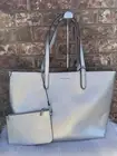 NWT Michael Kors Reversible Silver Tote Bag Matching Card Case Wallet