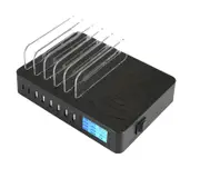 I9 50W 6 Usb Ports + 2 Usb-C / Type-C Ports + Wireless Charger Charging Multi-Function With Led Display and Detachable Bezel