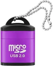 Cotchear Mini USB 2.0 Card Reader Micro SD Card Adapter for TF/Microsd Cards Reading High Speed Cardreader with Plastic Lid Key Ring (Purple)