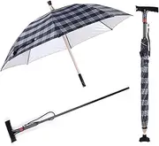 2-in-1 Umbrella Cane Umbrella Non-Slip Travel Multifunctional Elderly Cane Lightweight Windproof UV Protection with LED and Sound and Light Warning
