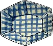 24to3 Plate, Small Bowl, Transforming Dish, Hand Painted Checker, Blue, Hexagonal Small Bowl