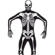 Skeleton Second Skin Costume Adult Black White Glow In The Dark