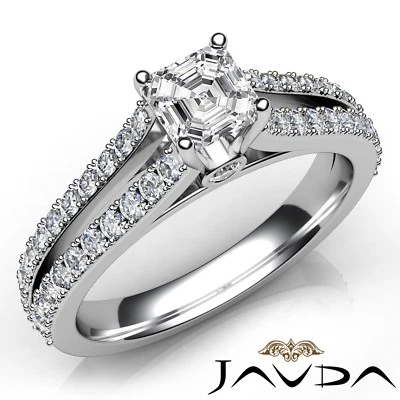 1.5ctw Anniversary Asscher Diamond Engagement Ring GIA E-VVS1 White Gold Rings