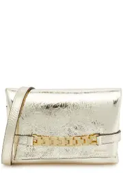 Victoria Beckham Chain Mini Metallic Leather Cross-body bag - Metallic Silver ONE SIZE