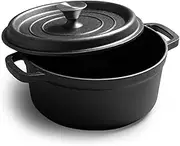 Cast Iron Dutch Oven with Lid – Traditional Casserole Dish, Ergonomic Handle & Heat Retention Cooking Pot for Soups, Stews & Baking,22CM