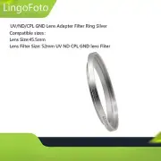 45.5-52mm Step-Up Ring Filter Ring UV/ND/CPL GND Lens Adapter Filter Ring Silver