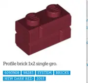 LEGO- NEW!-1X2 DARK RED BRICK QTY 6