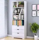 Luna 1.8m Tall Shelf Cupboard Bookshelf Wardrobe with Drawers (White)